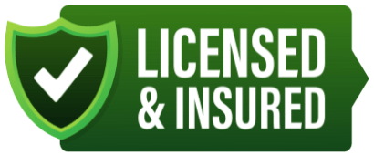 green and white badge licensed and insured