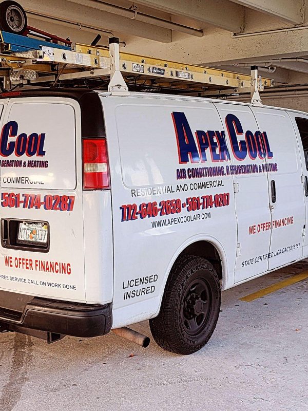 White van with Apex Cool Air logo for Same Day AC Repair in Port Saint Lucie, FL.